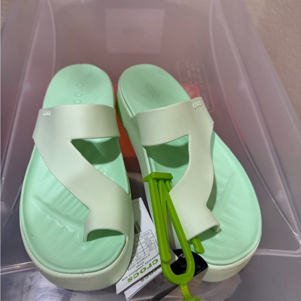 CROCS Light Green Slide Sandals